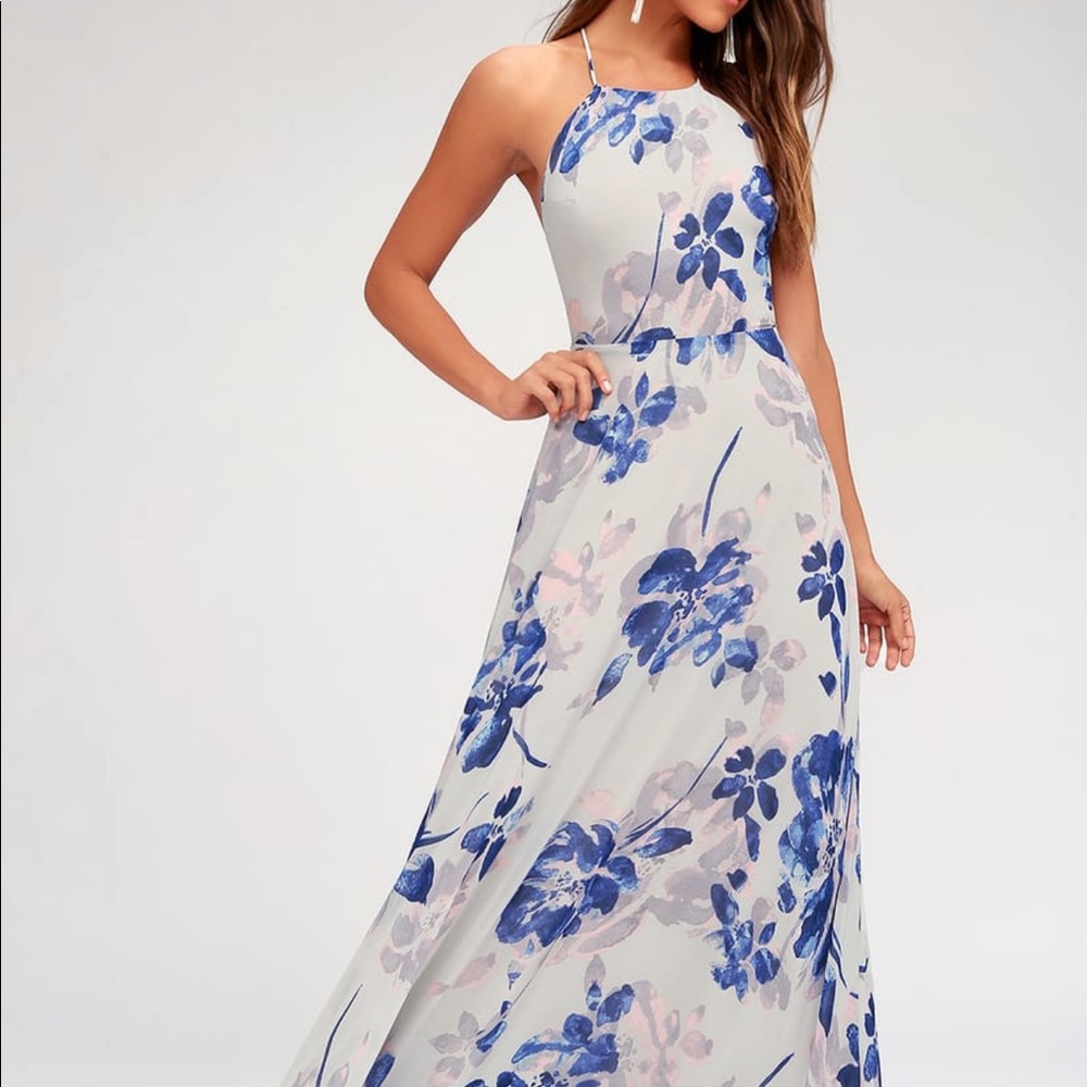 Lulu’s “ALL I NEED FLORAL PRINT LACE UP DRESS”